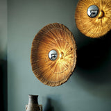 Moonj Natural Grass Round Wall Light Flush Mount - Brown