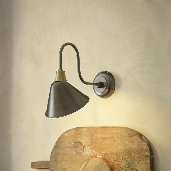 Swan Neck Cone Wall Light - 8 Inch