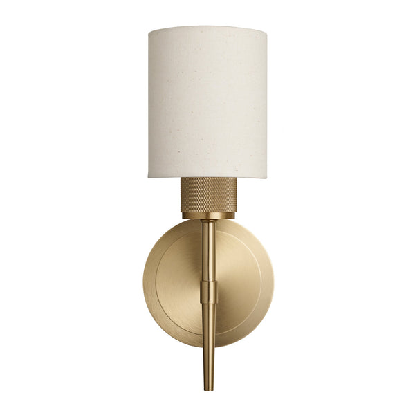 Knurled Cylinder Torch Wall Light -  Light Natural Cotton - Brass