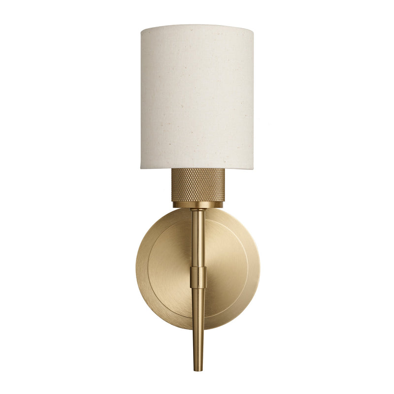 Knurled Cylinder Torch Wall Light -  Light Natural Cotton - Brass
