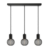 Knurled Edison Cluster Lights - Wire - Black