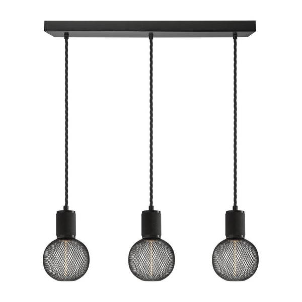 Knurled Edison Cluster Lights - Wire - Black