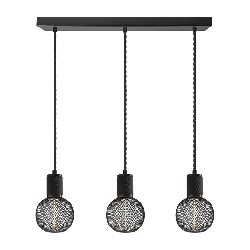 Knurled Edison Cluster Lights - Wire - Black