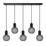 Knurled Edison Cluster Lights - Wire - Black