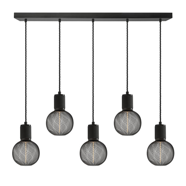 Knurled Edison Cluster Lights - Wire - Black