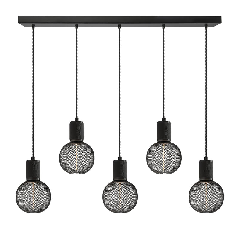 Knurled Edison Cluster Lights - Wire - Black