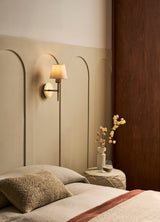 Knurled Empire Torch Wall Light - Light Natural Cotton - Brass