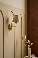 Knurled Empire Torch Wall Light - Light Natural Cotton - Brass