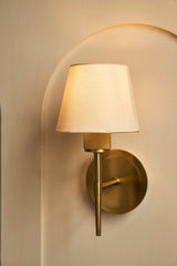 Knurled Empire Torch Wall Light - Light Natural Cotton - Brass