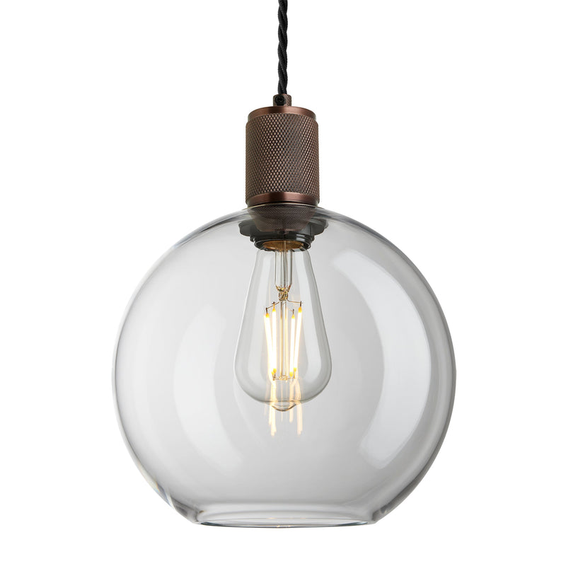 Knurled Glass Globe Pendant Light - 9 Inch