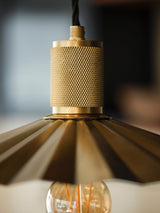 Knurled Pleated Slope Pendant Light - Brass
