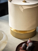 Knurled Round Table Lamp - Brass - Drum - Natural Cotton