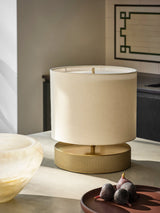 Knurled Round Table Lamp - Brass - Drum - Natural Cotton