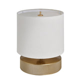 Knurled Round Table Lamp - Brass - Drum - Natural Cotton