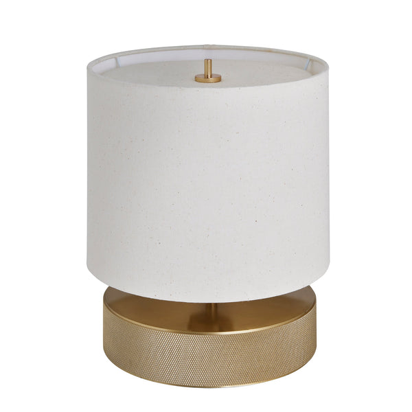 Knurled Round Table Lamp - Brass - Drum - Natural Cotton