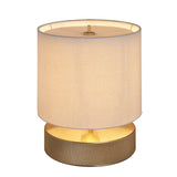 Knurled Round Table Lamp - Brass - Drum - Natural Cotton
