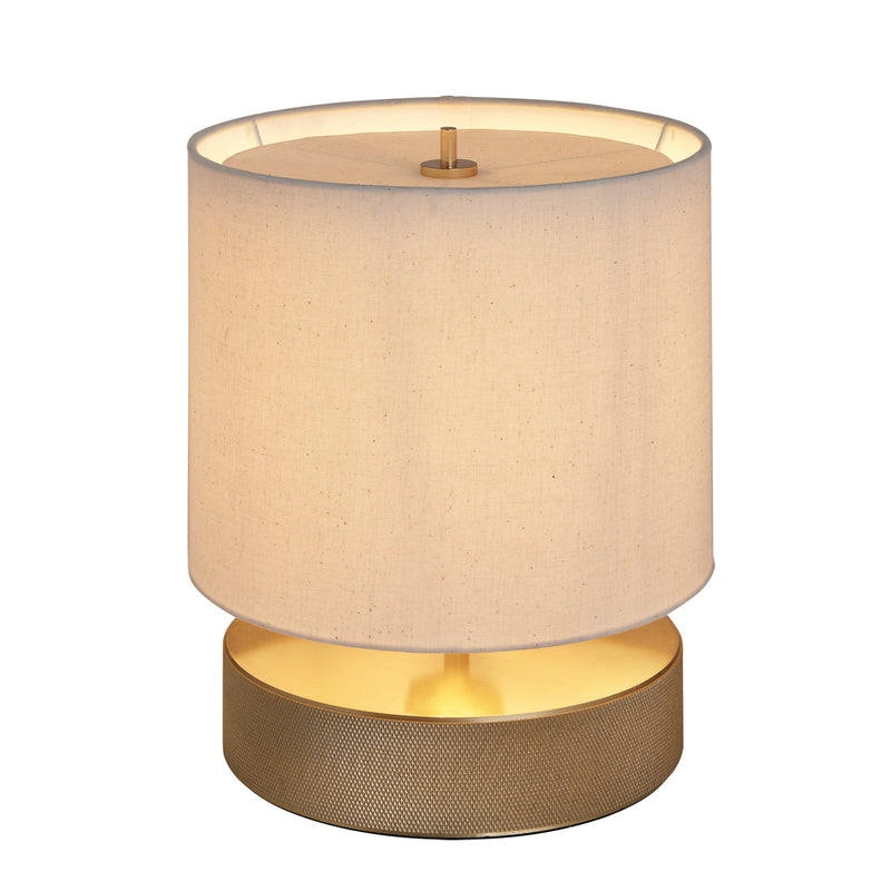 Knurled Round Table Lamp - Brass - Drum - Natural Cotton