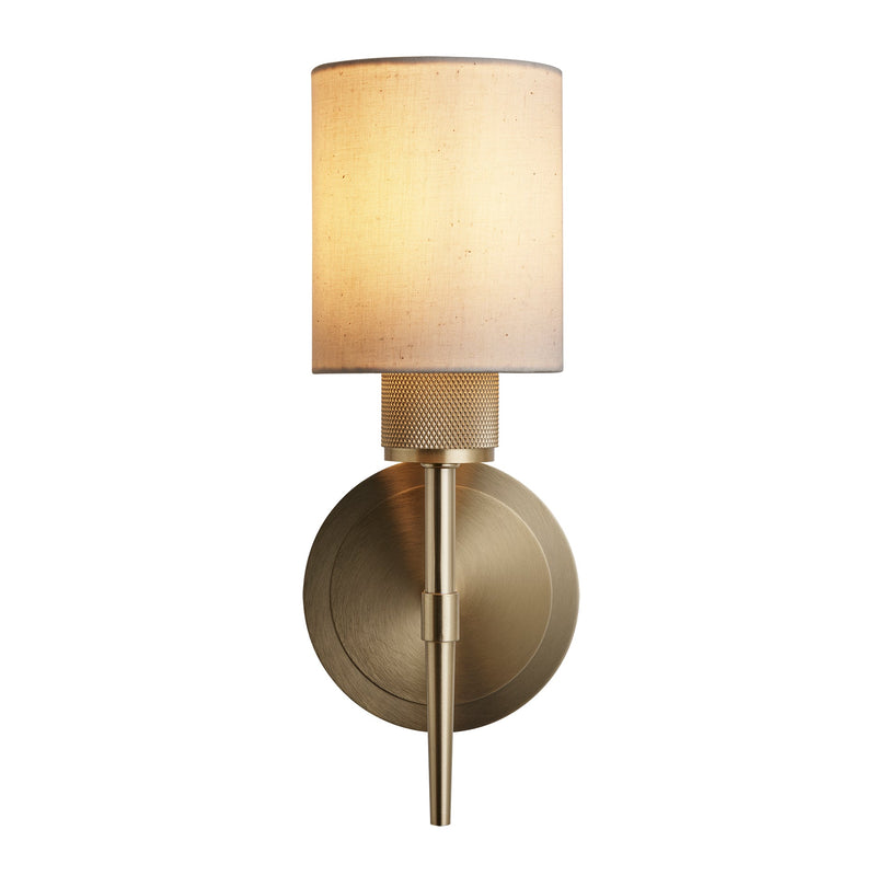 Knurled Cylinder Torch Wall Light -  Light Natural Cotton - Brass