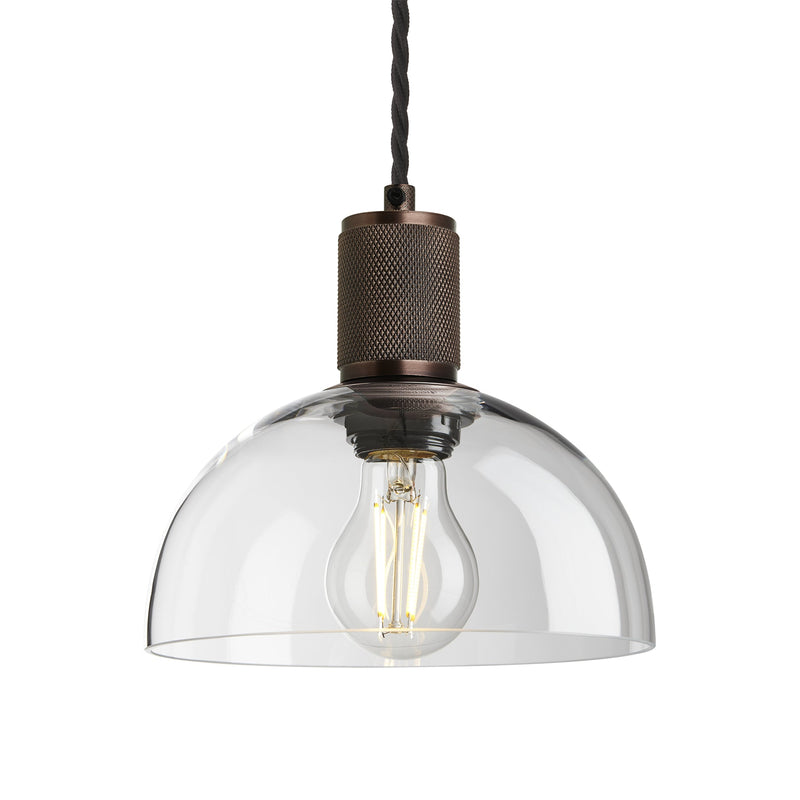 Knurled Glass Dome Pendant Light - 8 Inch