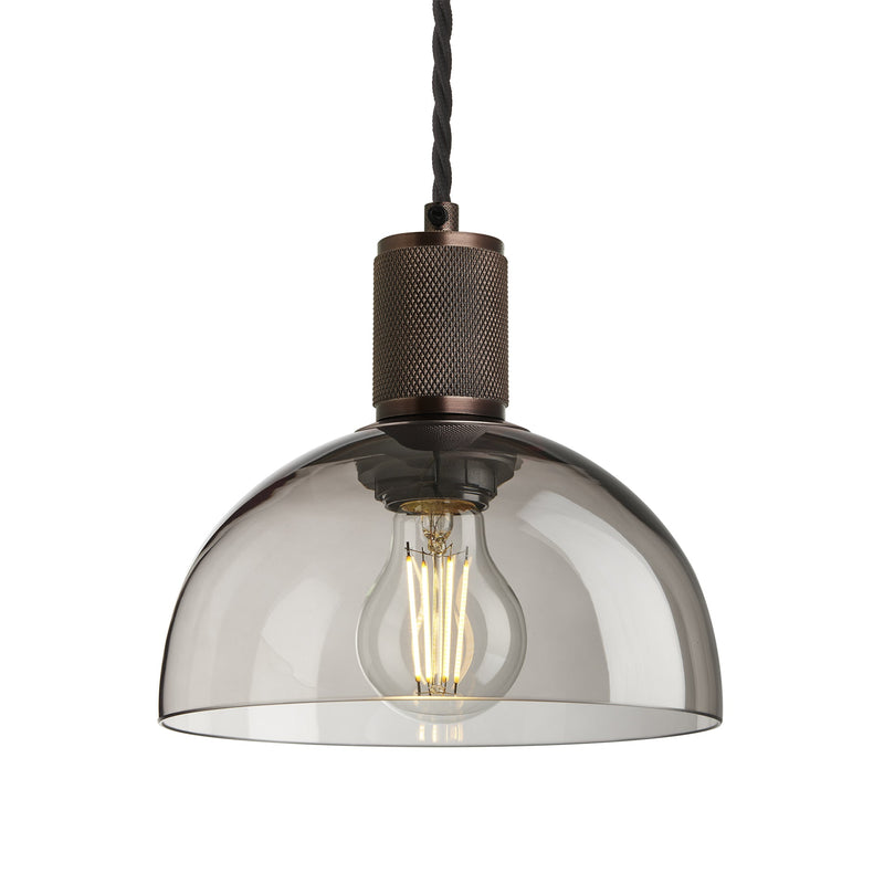 Knurled Glass Dome Pendant Light - 8 Inch
