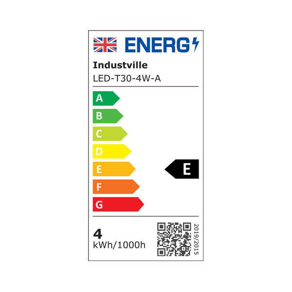 LED Edison Old Filament Dimmable Bulb - 4W E27 Cylinder T30 - Amber