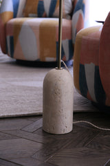 Travertine Cone Floor Lamp - Natural & Brass