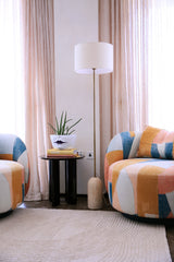 Travertine Cone Floor Lamp - Natural & Brass
