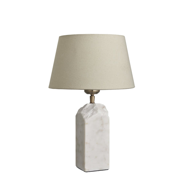 Marble Medium Ridge Table Lamp - White