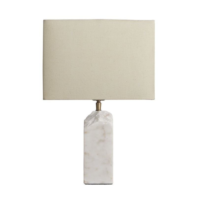 Marble Medium Ridge Table Lamp - White