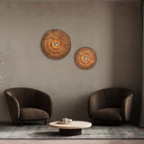 Moonj Natural Grass Round Wall Light Flush Mount - Brown