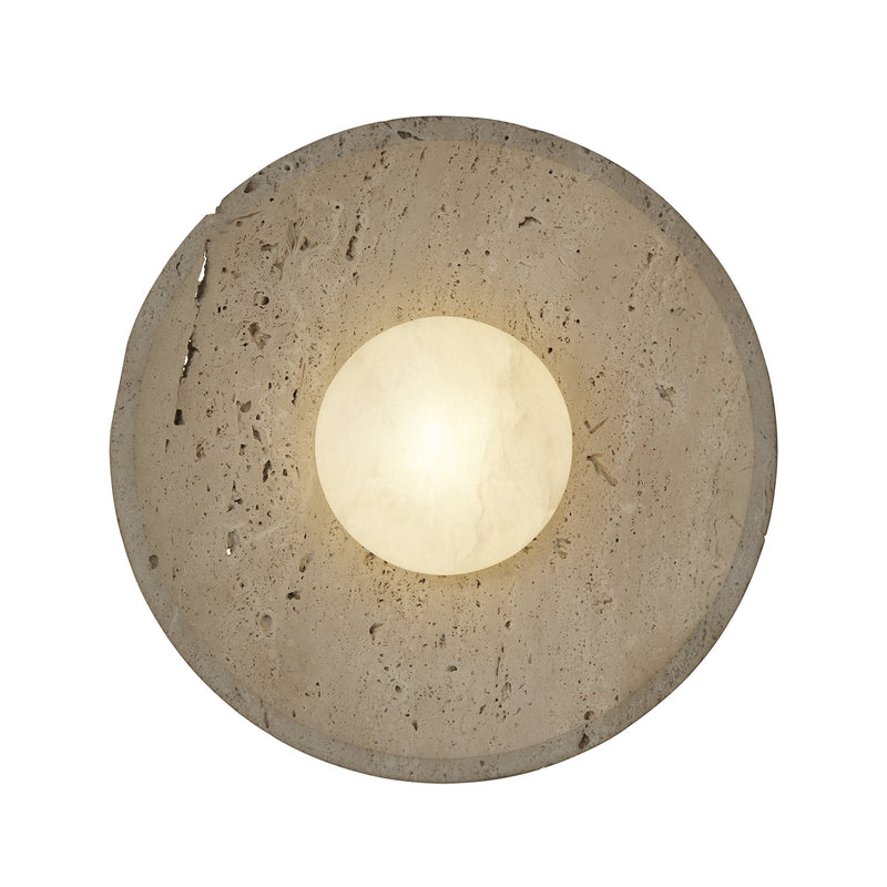 Travertine & Alabaster Stone Diffuser Wall Light - 10 inch - Natural