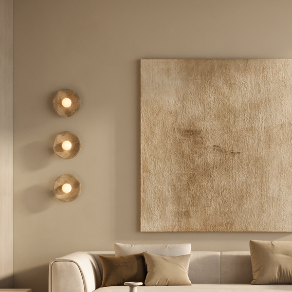 Travertine & Alabaster Stone Diffuser Wall Light - 10 inch - Natural