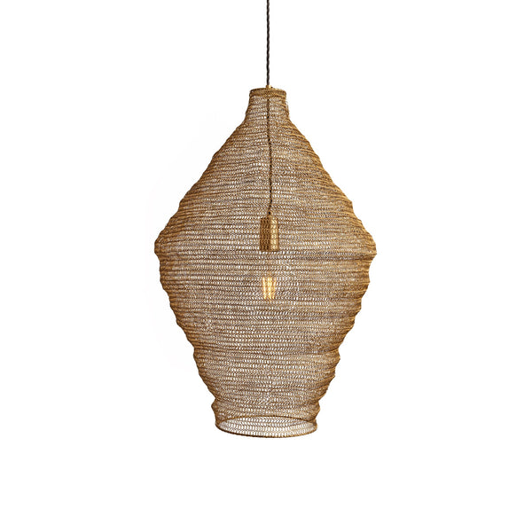 Beehive Wire Cage Metal Mesh Pendant Light - Diamond - Brass
