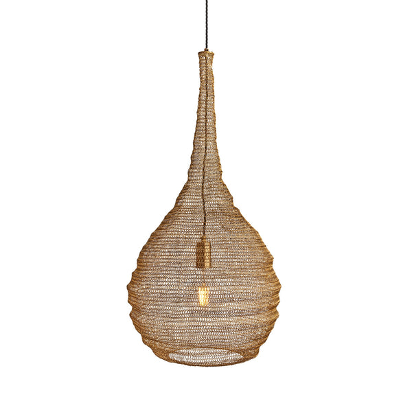 Beehive Wire Cage Metal Mesh Pendant Light - Drop - Brass