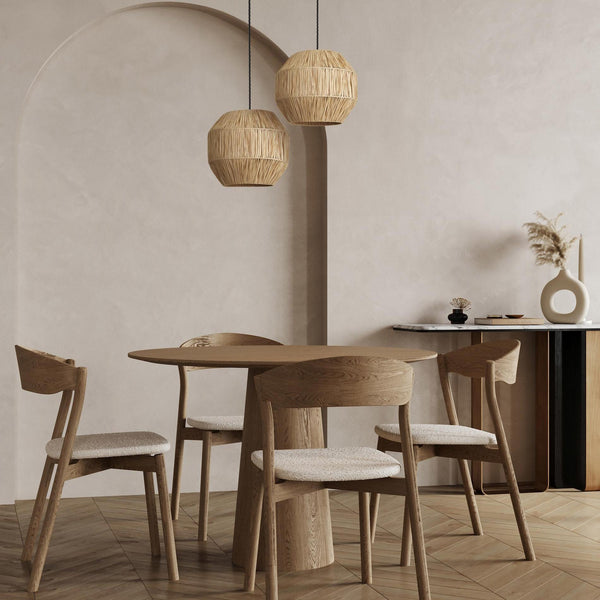 Raffia Ceiling Pendant Light - 16 inch - Globe - Natural