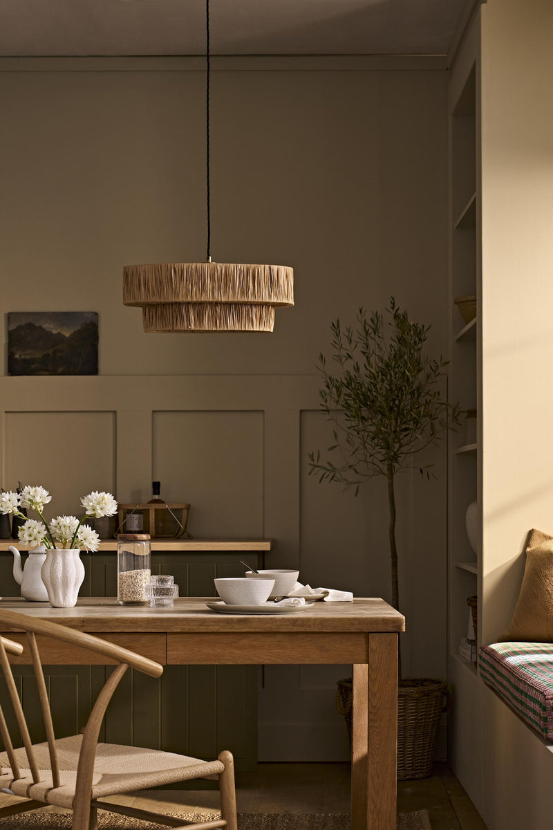 Raffia Layered Pendant Light - Natural