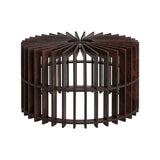 Rift Slatted Wooden Drum Pendant Light - Dark