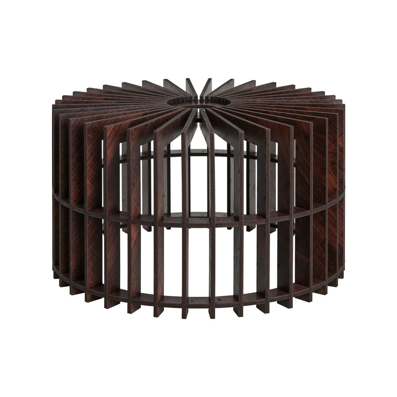 Rift Slatted Wooden Drum Pendant Light - Dark