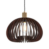 Rift Slatted Wooden Mushroom Wooden Pendant Light - Dark