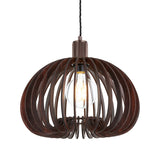 Rift Slatted Wooden Mushroom Wooden Pendant Light - Dark