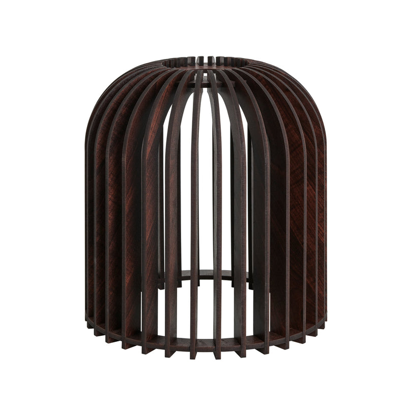 Rift Slatted Wooden Small Cone Pendant Light - Dark