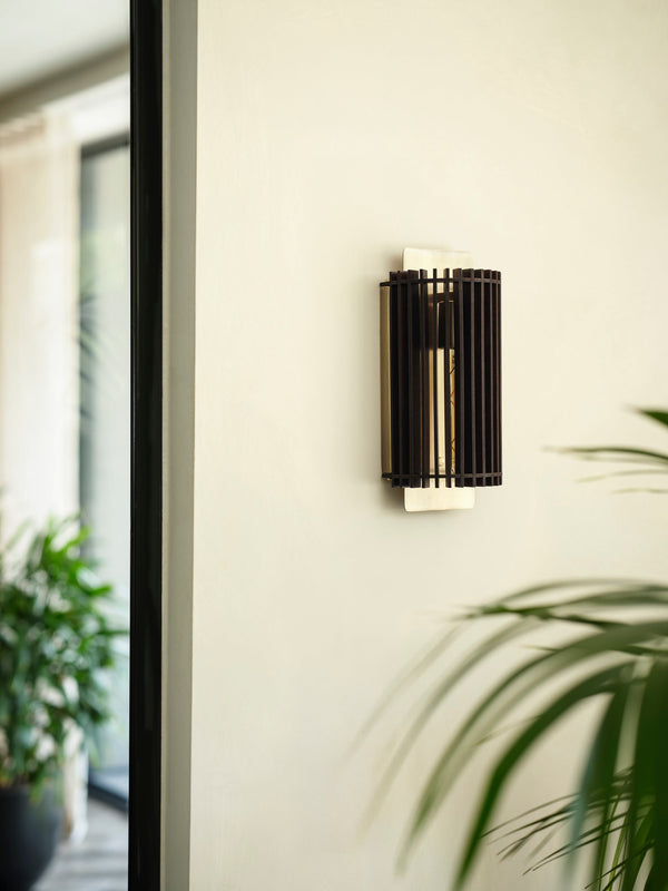 Rift Slatted Wooden Wall Light - Dark