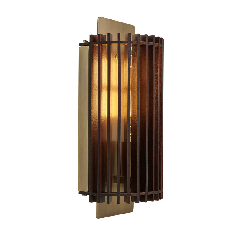 Rift Slatted Wooden Wall Light - Dark