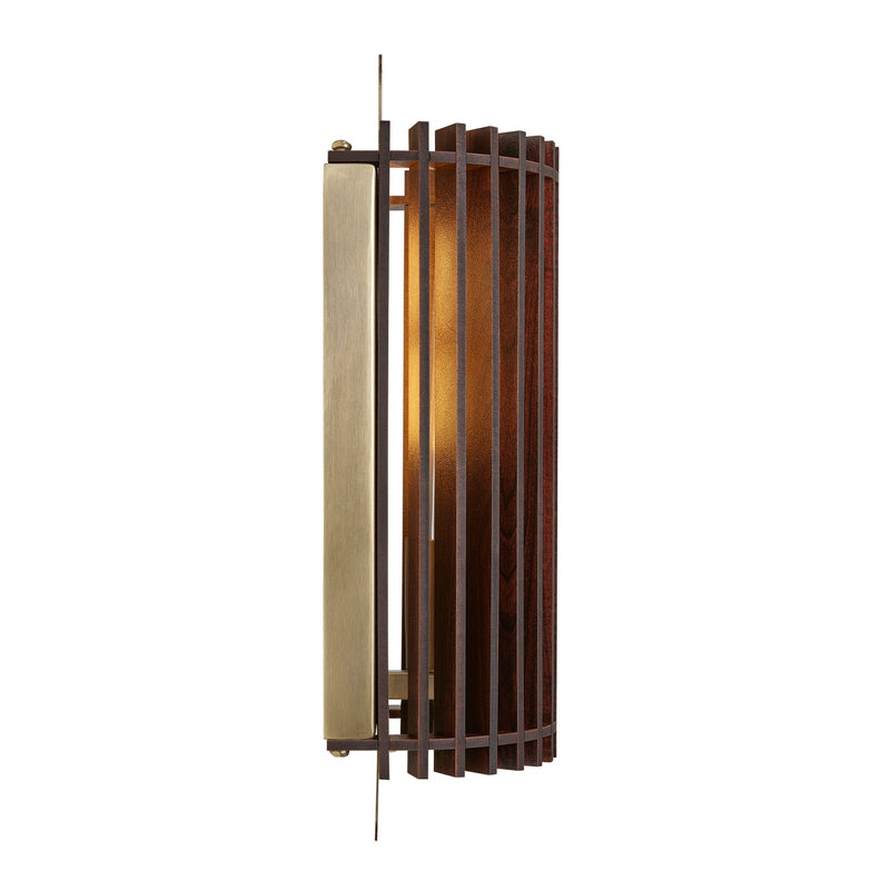 Rift Slatted Wooden Wall Light - Dark