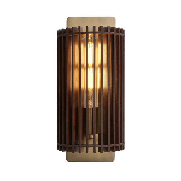 Rift Slatted Wooden Wall Light - Dark