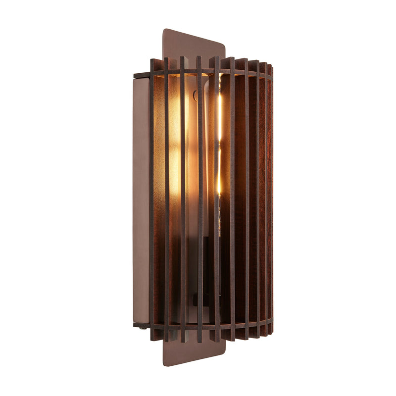 Rift Slatted Wooden Wall Light - Dark
