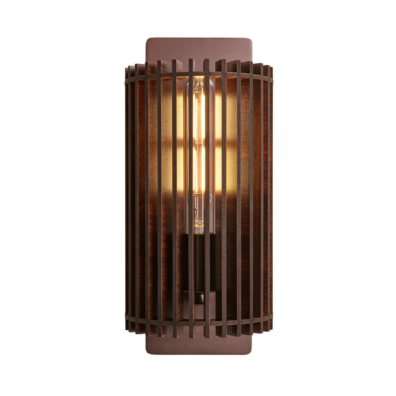 Rift Slatted Wooden Wall Light - Dark
