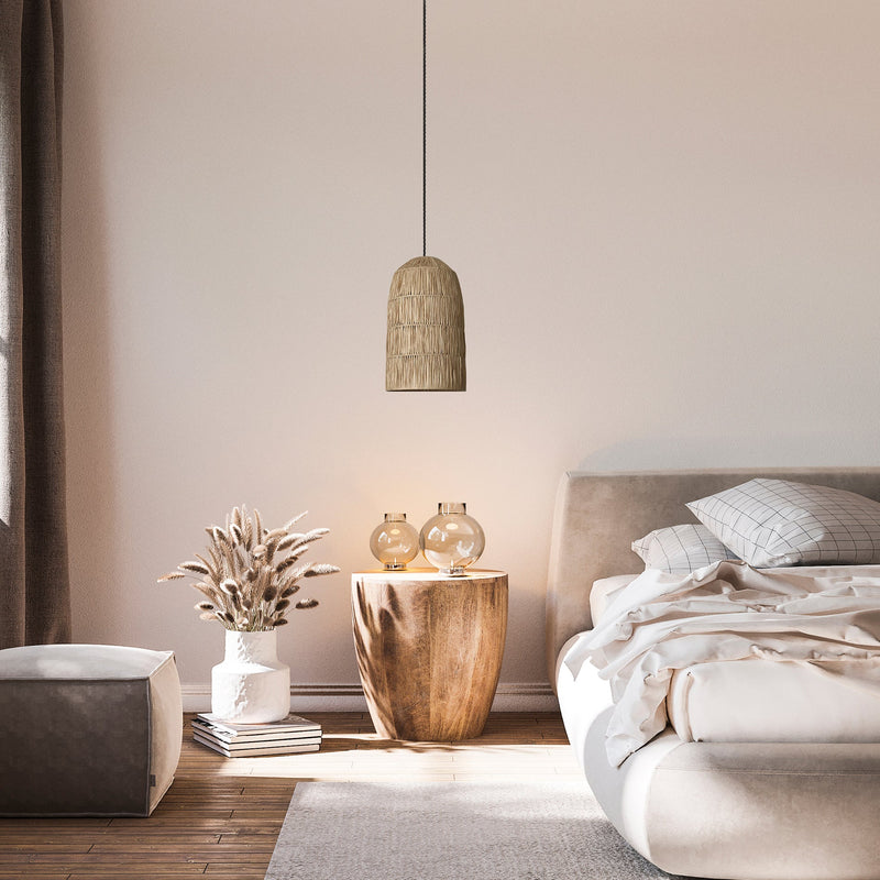 Raffia Ceiling Pendant Light - 10 inch - Cone - Natural
