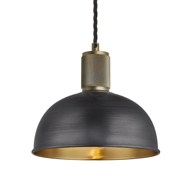 Ribbed Dome Pendant - 8 Inch