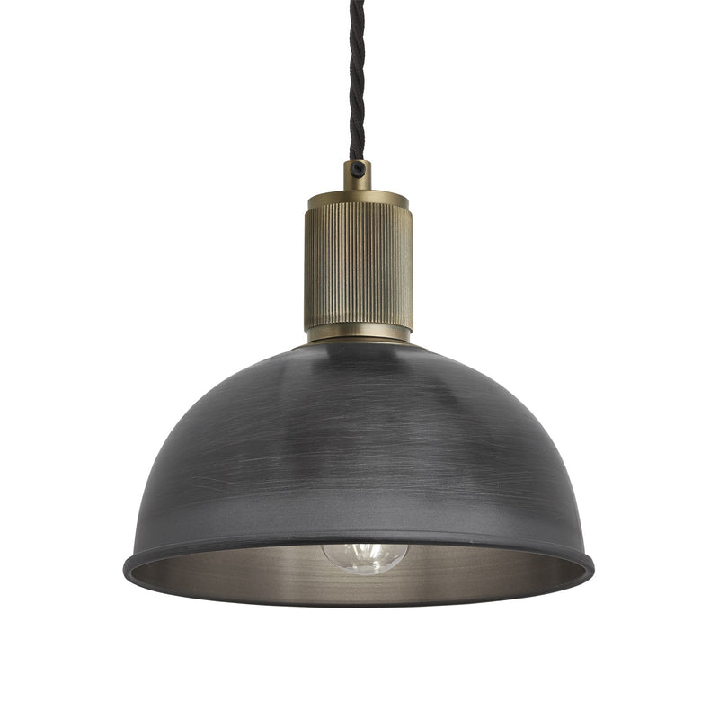 Ribbed Dome Pendant - 8 Inch